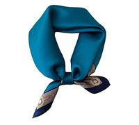 Aufeel Sciarpa quadrata piccola da donna in pura seta di gelso - fazzoletto da collo da donna - Foulard in seta - 53,3 x 53,3 cm, Azzurro, Small