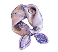 Aufeel Sciarpa quadrata piccola da donna in pura seta di gelso - fazzoletto da collo da donna - Foulard in seta - 53,3 x 53,3 cm, Viola elegante., Small