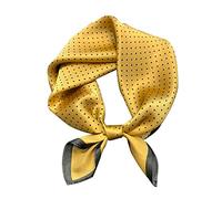 Aufeel Sciarpa quadrata piccola da donna in pura seta di gelso - fazzoletto da collo da donna - Foulard in seta - 53,3 x 53,3 cm, Dotdot Giallo, Small