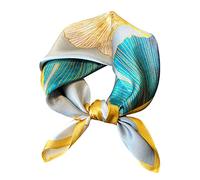 Aufeel Sciarpa quadrata piccola da donna in pura seta di gelso - fazzoletto da collo da donna - Foulard in seta - 53,3 x 53,3 cm, Foglie, Small