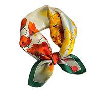 Aufeel Sciarpa quadrata piccola da donna in pura seta di gelso - fazzoletto da collo da donna - Foulard in seta - 53,3 x 53,3 cm, Bloom, Small