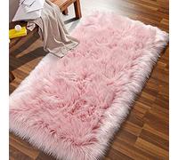 AUFELL Faux Tappetto di Pecora Tappeto Imitazione Lana Soggiorno Lunga Pelliccia Morbida soffice Tappetino Adatto per Tappeto per Soggiorno Divano (Rosa 23.6x35.4 inch)