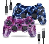 AUFGLO Retro Gaming Controller für P-S3, Wireless Move/Motion Controller Gamepad mit verbessertem Joystick Kompatibel mit P-S3 (Blauer Blitz und roter Sternenhimmel)