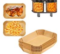 AuFiiy Carta da forno per friggitrice ad aria calda, 100 pezzi, 22 x 14 cm, rettangolare, per Ninja AF300EU, AF400EU AF400EUCP, per Ninja Foodi MAX Dual Zone