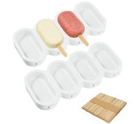 AuFiiy Stampi per Ghiaccioli, 2 Pezzi Silicone Stampi per Gelato con 50 Bastoncini Ice Cream Mould per Stecco al Cioccolato, Sorbetti, Budino