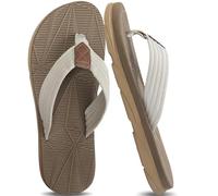 AUFIKR Infradito da uomo, ciabatte da doccia, sandali aperti sul davanti, per il bagno, l'estate, la spiaggia, sandali infradito in pelle con cuscino, Marrone, 41.5/42.5 EU