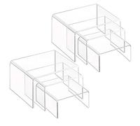 AUFIKR Rialzi trasparenti in acrilico per vetrina, per gioielli, figure, buffet e cupcake, 2 set