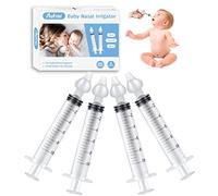 Aufisi Siringa Nasale Bambino, 4 Pezzi Risciacquo Nasale Riutilizzabile, Irrigazione Nasale Bambini 10ml Portatile, Irrigazione Nasale con Punta Nasale in Silicone