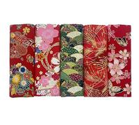 aufodara 5 Pezzi 40 x 80 cm Tessuti Tessuto Cotone Stoffa Stile Giapponese Tessuto Abbronzante Patchwork Cucito Creativo Stoffe a Metro Materiali per Hobby Creativi Quilting Tessuto (Rosso)