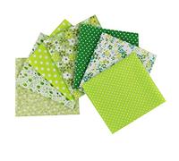 aufodara 7 pezzi 50x50 cm Quadrati Tessuto Cotone Stoffa Patchwork Modelli Diversi Tessuti per Cucito, Quilting, Artigianato, Fai da te, Hobby Creativi, Materiali pacchetto (Verde)