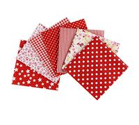 aufodara 7 pezzi 50x50 cm Quadrati Tessuto Cotone Stoffa Patchwork Modelli Diversi Tessuti per Cucito, Quilting, Artigianato, Fai da te, Hobby Creativi, Materiali pacchetto (Rosso)