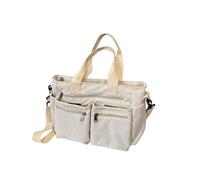 Aufona Borsa tote in velluto a coste da donna con tasche multiple per tutti i giorni borsa a tracolla per lavoro borsa a mano, beige, 36 x 8 x 27 cm