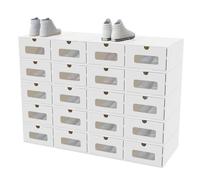 AufuN 20 scatole impilabili per scarpe in carta kraft con coperchio e finestra trasparente, pratico contenitore per scarpe, 35 x 24 x 14 cm, colore: bianco