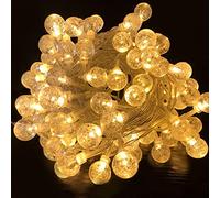 Aufun 20m 160Leds catena luminosa a sfere di cristallo bianco caldo, 8 modalità impermeabili IP44, per giardino, terrazza, feste, balcone (20 m, cavo trasparente)
