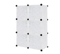 Aufun armadio portatile fai da te,armadio combinato modulare, armadio pieghevole,sistema di scaffali senzasalvaspazio, cubo ideale per riporre libri, giocattoli,file74.5x 37 x 112cm(6cubi,bianco)