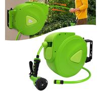 AUFUN Avvolgitubo Acqua 20m Avvolgitubo da Giardino Automatico attacco 3/4 "180 ° Ruotabile con Blocco Fissaggio a Parete per giardino, irrigazione, lavaggio auto, campeggio, sport acquatici