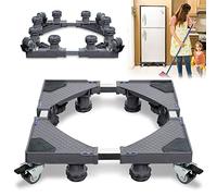 Aufun Base Lavatrice Regolabile con 8 Piedi + 4 Ruote, 45-75 cm Supporti 300 kg, Altezza10 a 13 cm, base per lavatrice per asciugatrice, frigorifero o congelatore, grigio