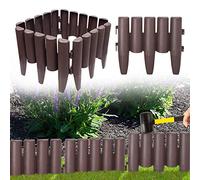 Aufun Bordura per prato in plastica 2,8m, da giardino effetto legno in polipropilene, falciante palizzata decorativa da giardino, 1 elemento LxAxP: 28x24x1 cm, Marrone