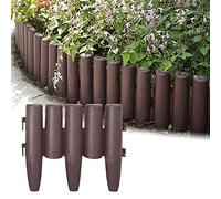 Aufun Bordura per prato in plastica 5,6m, da giardino effetto legno in polipropilene, falciante palizzata decorativa da giardino, 1 elemento LxAxP: 28x24x1 cm, Marrone