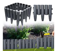 Aufun Bordura per prato in plastica 8,4m, da giardino effetto legno in polipropilene, falciante palizzata decorativa da giardino, 1 elemento LxAxP: 28x24x1 cm, Antracite