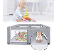 Aufun Box per bambini, griglia di intercettazione, grande area giochi di sicurezza, per bambini, grigio (200 x 180 x 68 cm)