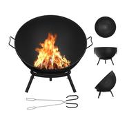 Aufun Braciere Ø 56 cm, colore nero massiccio e decorativo, braciere inclinabile con sfera di fuoco a tre zampe per giardino, terrazza e balcone, braciere e braciere