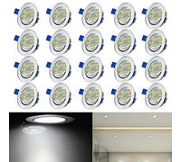 AUFUN Faretti LED ad incasso orientabili 3W Lampada da soffitto set da 20, 110V-230V plafoniera ad incasso - Bianco freddo [Classe di efficienza energetica A+]