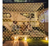 Aufun Rete di Luce Solare a LED 3x2M, Timer 8 Modalità Telecomando Lucine Impermeabili Tenda Luminosa per Interni ed Esterni per Decorazioni da Giardino Natalizie per Interni - Bianco Caldo