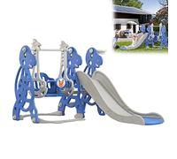 Aufun Scivolo per bambini, 3 in 1, parco giochi con canestro, scivolo extra lungo, facile da installare scivolo per bambini per interni ed esterni, cortile (175x40x105cm)