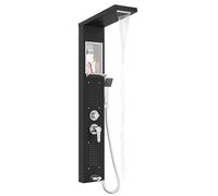 Aufun - Set completo per doccia e vasca in acciaio inox con ripiano e rubinetto, 5 funzioni colonna doccia pioggia e nebbia, 4 ugelli massaggianti orientabili a grande angolazione, doccetta e ingresso