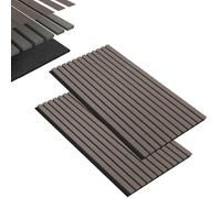 Aufun Set di 2 pannelli acustici in legno fonoassorbente, autoadesivi, 120 x 60 cm, motivo pannelli da parete in legno su feltro acustico, parete a lamelle per soggiorno, ufficio, guardaroba (teak)