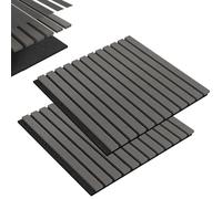 Aufun Set di 2 pannelli acustici in legno, fonoassorbenti, autoadesivi, 60 x 60 cm, motivo pannelli da parete in legno su feltro acustico, parete a lamelle per soggiorno, ufficio, guardaroba (grigio)
