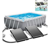 AufuN Set di 2 riscaldatori solari per piscina, 110 x 69 x 14 cm, riscaldamento solare per piscina, 10000 l/h, altezza regolabile 38 mm, attacco per acqua calda, tappetino solare per piscina,