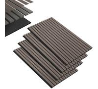 Aufun Set di 4 pannelli acustici in legno fonoassorbente, autoadesivi, 120 x 60 cm, motivo pannelli da parete in legno su feltro acustico, parete a lamelle per soggiorno, ufficio, guardaroba (teak)