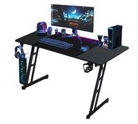 Aufun Tavolo da gioco Bureau Gaming Table Gaming, 120 x 60 cm, scrivania da gioco, gancio per cuffie e porta bevande, stabile scrivania per computer, tavolo da lavoro (Tye B senza LED)