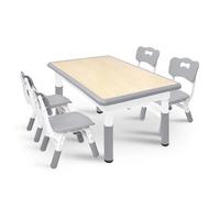 Aufun Tavolo per bambini con set di 4 sedie, dinette per bambini, regolabile in altezza, set di sedie da tavolo per l'asilo e la cameretta dei bambini