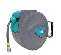 Aufun Tubo per aria compressa da 20 m con PVC - Avvolgitubo automatico ad aria compressa da 1/4", girevole a 180°, con supporto a parete, avvolgitubo ad aria compressa (grigio)