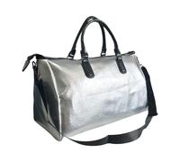Augbunny Borse da viaggio dell'unità di elaborazione del litchi-grain di grande capacità per le donne borsa a tracolla con tracolla regolabile, Argento, Large