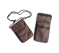Augbunny Secure Neck Pouch Porta Passaporto RFID Blocco Viaggio Collo Portafoglio per Donne e Uomini Confezione da 2, Marrone, M, Moderno