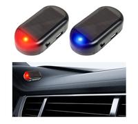 Augeny 2 allarmi finti per auto, a energia solare, antifurto, luce LED lampeggiante di sicurezza, con porta di ricarica USB, accessori universali per la maggior parte delle auto