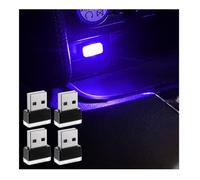 Augeny 4 lampade LED USB per interni auto, luce notturna decorativa USB, kit di illuminazione ambientale portatile, accessori universali per interni del veicolo per la maggior parte delle auto (blu)