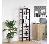Augerlite Libreria a 4 ripiani, in rovere Sonoma, 40 x 29,5 x 149 cm, scaffale autoportante per libri, decorazione nello studio, telaio in acciaio per una conservazione stabile