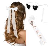 Augesak 4 PCS Addio Nubilato Decorazione, Velo da Sposa, Sposa di Essere Bride to be Satin Sash, Occhiali da Sole Cuore Fai da Te, per Hen Feste Notte Matrimonio