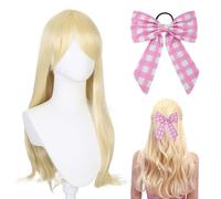 Augesak Parrucca Principessa Donna Ragazze Parrucca Bionda Barbie Costume Donna Parrucca Principessa Barbie Accessorio per Capelli Fiocco Costume Accessori per Carnevale Donne Cosplay Festa