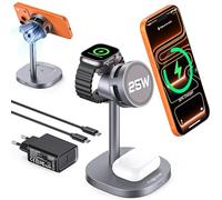 Augnner 3 in 1 Caricatore Wireless,Qi2.2 25W Caricabatterie Magnetico Rapido con Raffreddamento Attivo TEC,Stazione Ricarica Wireless Mag-Safe per iPhone17/16/15/14/13/12,Apple Watch/AirPods