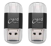Augnongly 2X Lettore di Schede USB in Alluminio Tipo C OTG -SD/TF Adattatore per Lettore di Schede di Memoria Esterna per Computer Portatile (Nero)