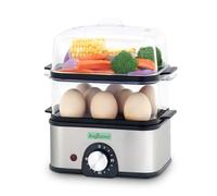 Augosma Steamer elettrico a 2 ripiani, per cucinare, vaporizzatore multi-verdura con cesti impilabili senza BPA, fornello rapido con spegnimento automatico, ideale per verdure, frutti di mare