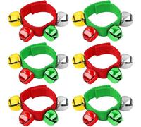 Augshy Campanelle da polso, 6 pezzi, braccialetto di Natale, campanelle con rosso, verde, oro, argento, strumenti a percussione, per regali di Natale, giocattoli per feste per bambini