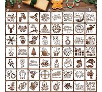 Augshy Confezione da 56 stencil per pittura a pois natalizi, perfetti per fai da te, stencil per scrapbooking, disegno, decorazioni per pareti, pavimenti, progetti artistici fai da te (7,6 cm)