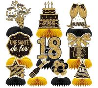 AUGSUN 10 pezzi centrotavola decorazioni compleanno 18 anni, decorazione compleanno 18 ° oro nero francese festa decorazione accessori